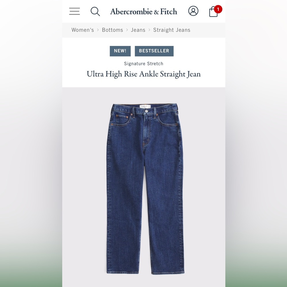 Abercrombie Straight - Ankle High rise jeans dark wash